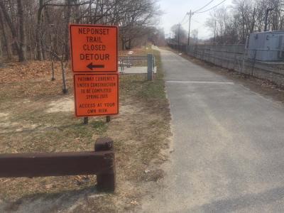 The state plans to complete repair work to the existing Neponset Greenway trail between Cedar Grove station and Granite Avenue this spring. It will remain closed through the end of June, according to DCR spokesman Bill Hickey. Detour signs direct trail users to use local streets instead.